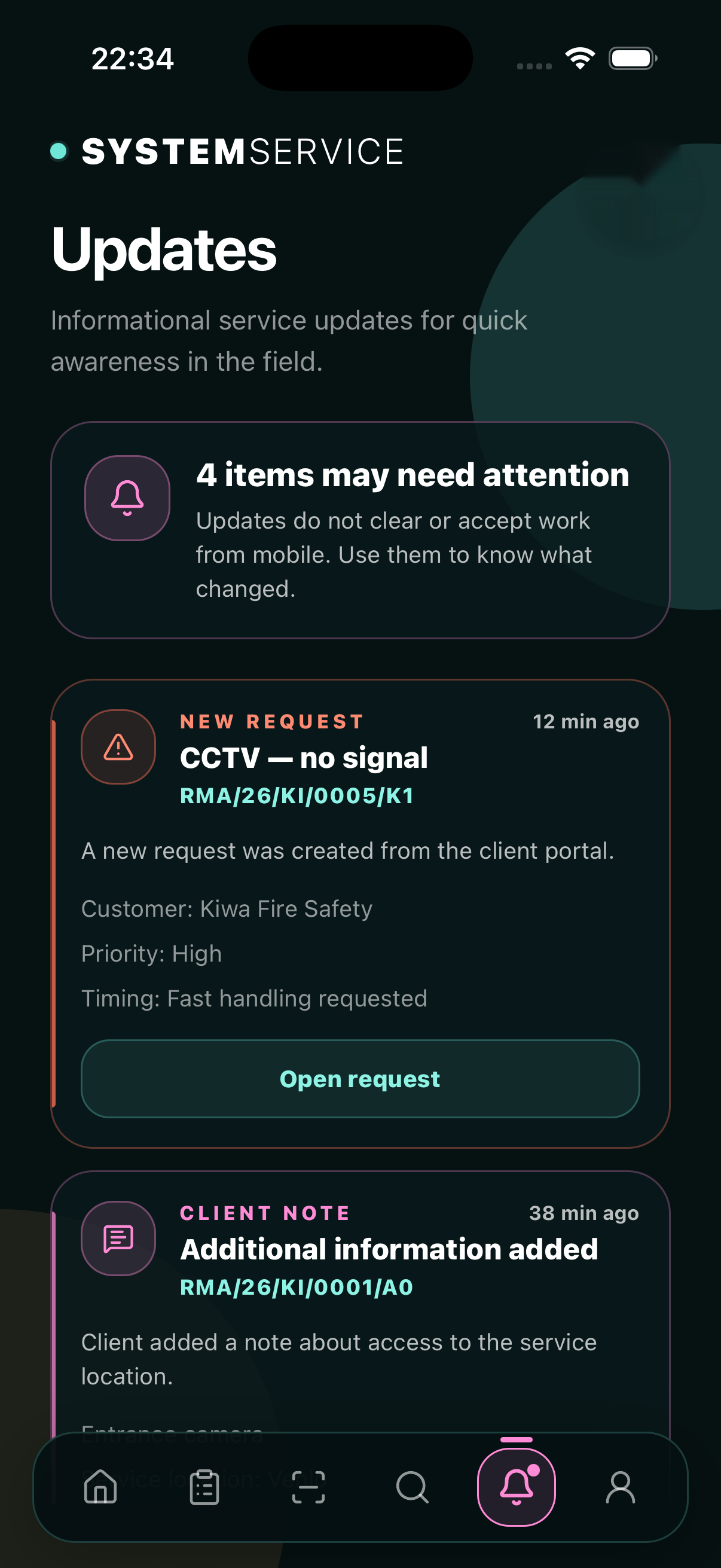 Updates in SystemService Mobile
